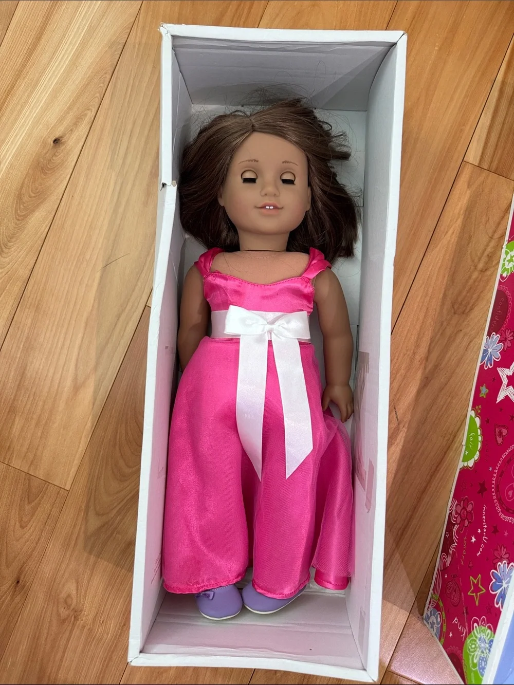 American Girl Doll in Lavender and Red Box
